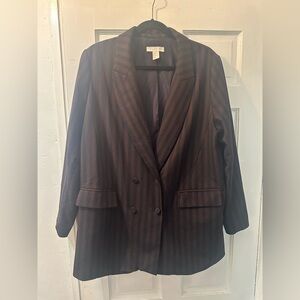 H&M Blue and Brown Striped Blazer